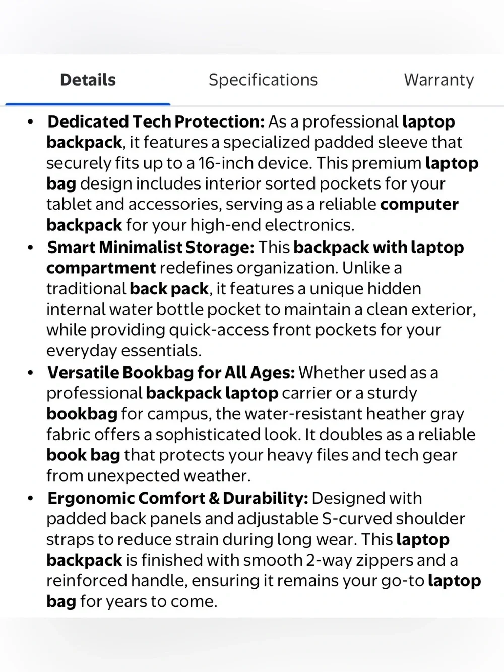 16'' Laptop Backpack for Men Women, Lightweight Travel Backpack & Laptop Bag